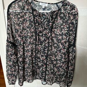 Barneys New York Black Floral Blouse Relaxed Fit